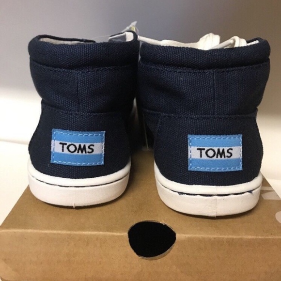 TOMS New Youth Navy Canvas High Tops Botas Shoes - Picture 4 of 4